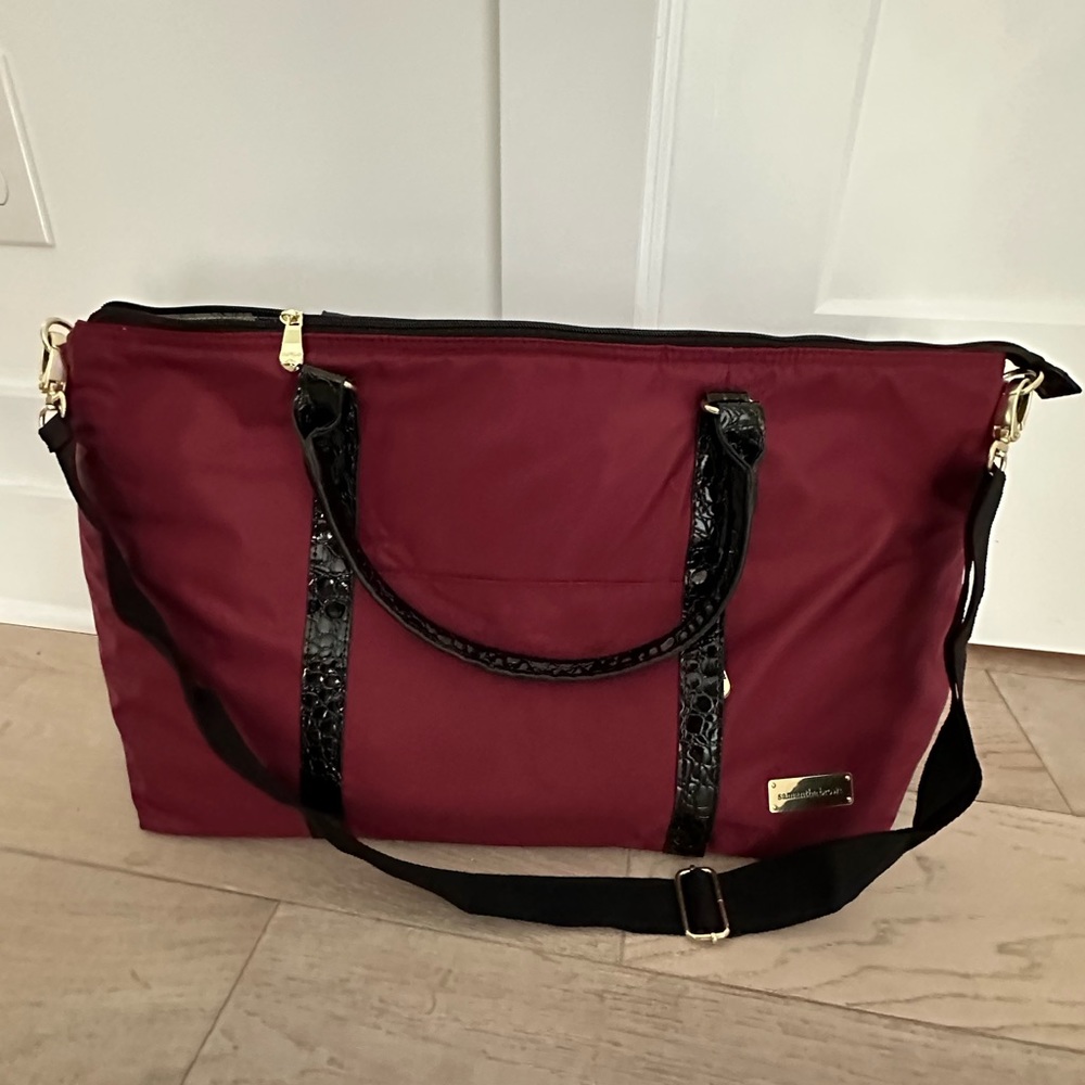 Samantha Brown Soft Travel/Duffle Bag - Dark Red with Black Croc